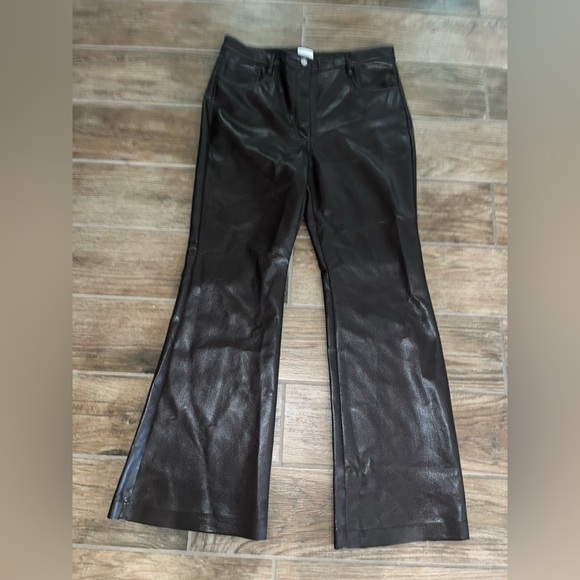Wilfred Pants - Aritzia Wilfred The Melina Flare Pant Vegan Leather size brown